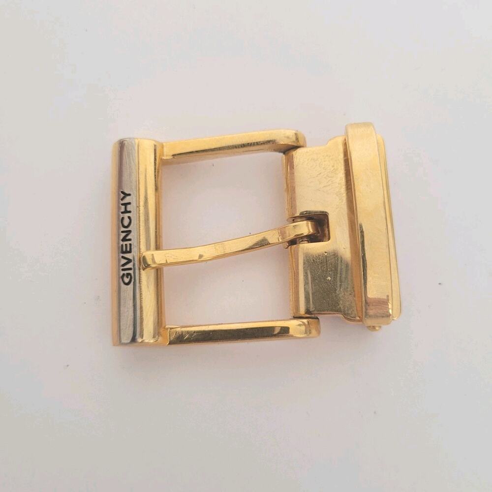 Givenchy Vintage Belt Buckle Gold Silver Tone Logo Slim 1" Unisex‎